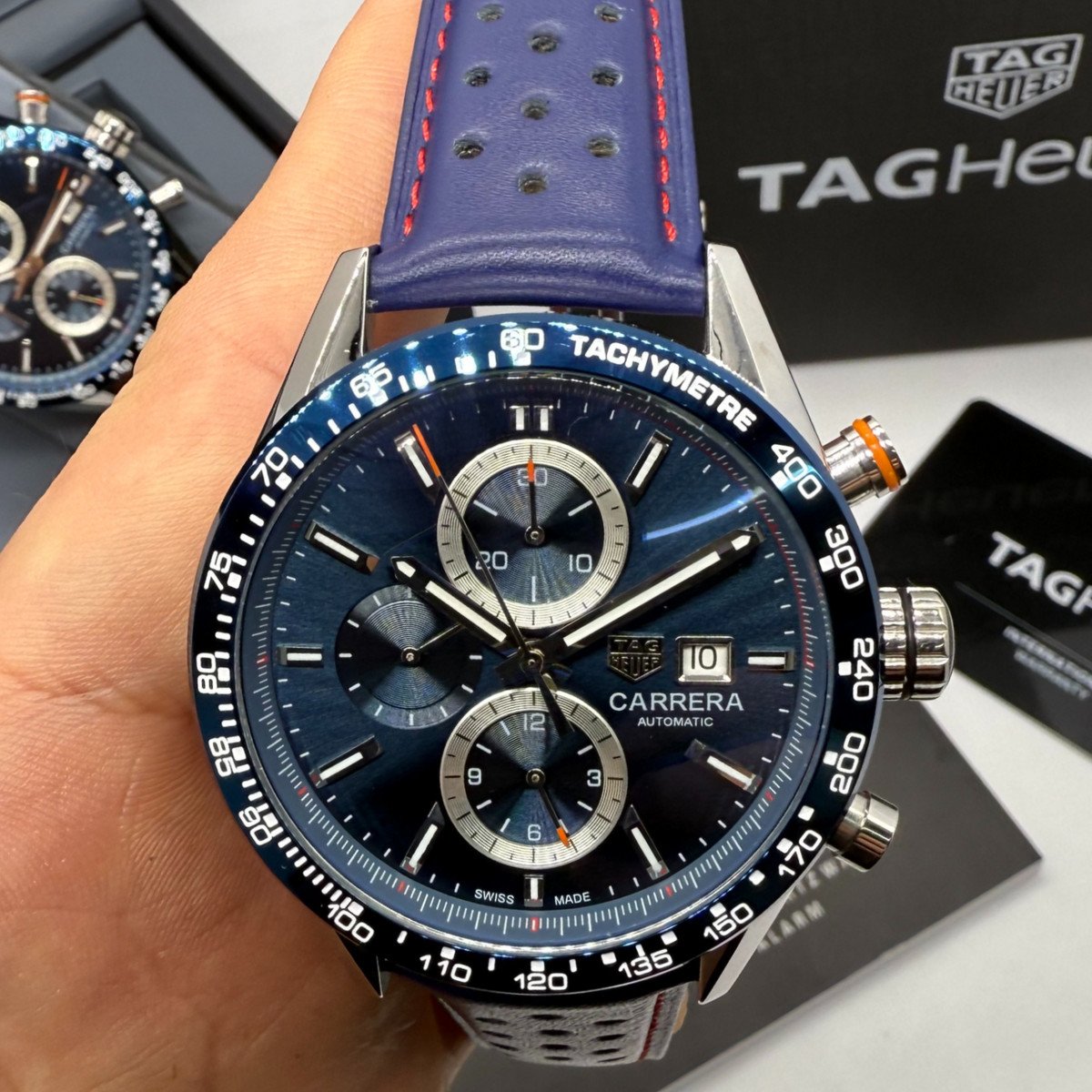 a43f4e_0036f85cd26a48f5ad7fcc39d5f89de1mv2 TAG Heuer Carrera Aço Calibre S, Chronograph Eletrônico, 44 mm, Puls. Couro - Imagem 1