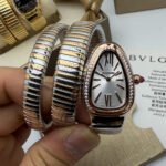 Bvlgari Serpenti Tubogas 02 Volta 35mm Aço/Rose Mostrador Prata - Cravejado
