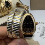 Bvlgari Serpenti Tubogas 02 Volta 35mm Aço/Dourado Mostrador Preto - Cravejado
