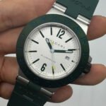 Bvlgari Alumium 40mm - Mostrador Cinza Aluminio Pulseira Borracha Verde