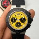 Bvlgari Aluminium Crono 41mm - Aço - Mostrador Amarelo