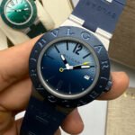 Bvlgari Alumium 41mm - Mostrador Azul Aluminio Pulseira Borracha