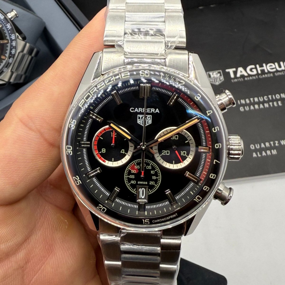 a43f4e_ac26a0d77908402b94ab91f4e484fa37mv2 TAG Heuer Carrera Chronosprint x Porsche - Aço 42mm - Preto - Imagem 1