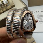 Bvlgari Serpenti Tubogas 02 Voltas 35mm Aço/Rose Mostrador Prata