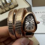 Bvlgari Serpenti Tubogas 02 Voltas 35mm Aço/Rose Mostrador Prata
