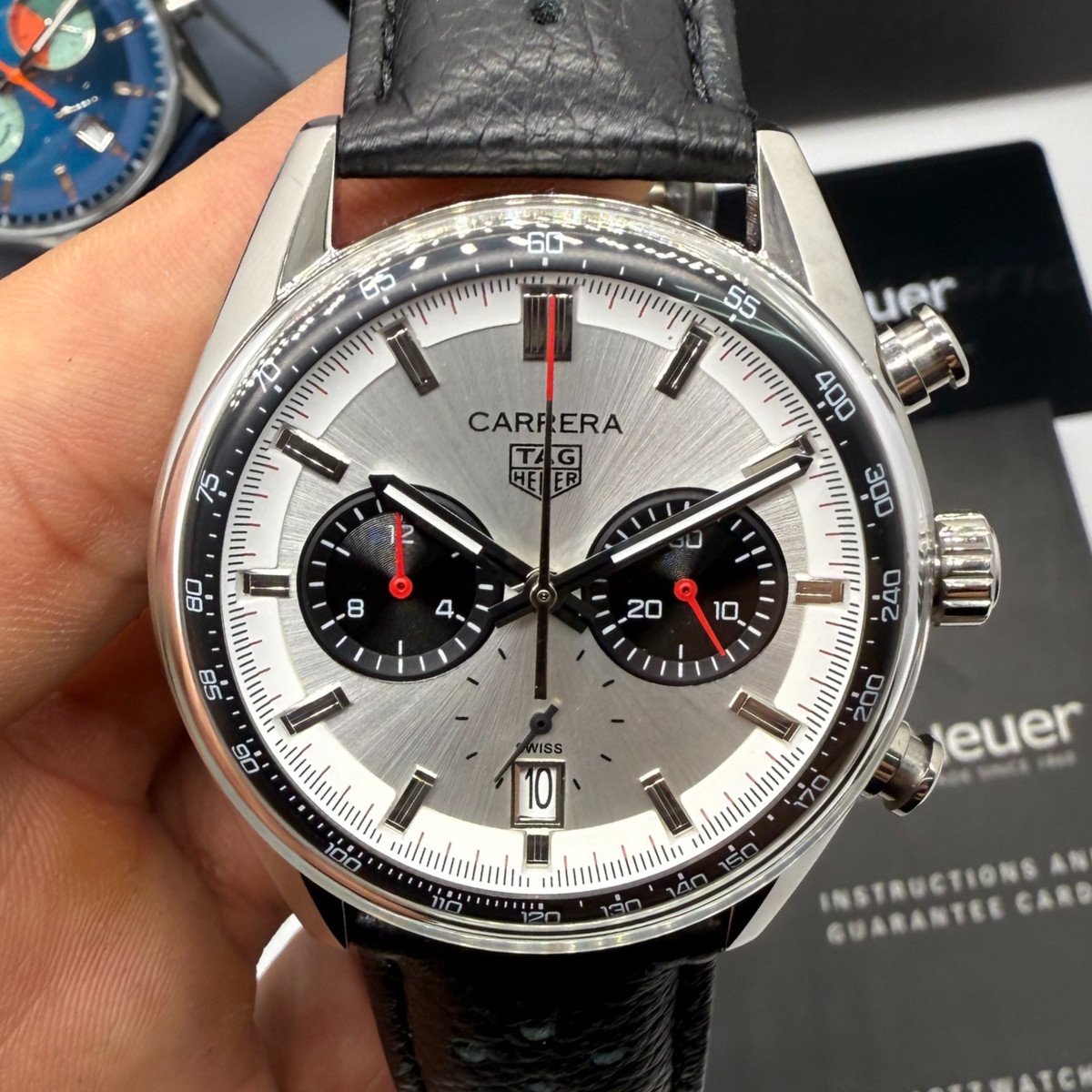 a43f4e_f60506c1d7f245e891a8ff4129fbab2fmv2 TAG Heuer Carrera Chronograph Aço 39mm - Branco - - Imagem 1