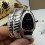 Bvlgari Serpenti Tubogas 02 Volta 35mm Aço Mostrador Preto - Cravejado