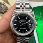 Rolex Date-Just 36mm/41mm, Aço, Mostrador Preto, Luneta Lisa