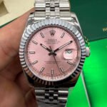 Rolex Date-Just 36mm Aço, Mostrador Rosa, Luneta Canelada