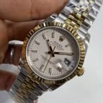Rolex DateJust 41/36mm Aço/Dourado Mostrador Bran. Luneta Canelada