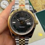 Rolex DateJust 41mm Wimbledon Aço/Dourado Mostrador Cinza Luneta Canelada