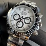 Rolex Daytona 40mm Aço Mostrador Branco Luneta Preta