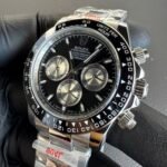 Rolex Daytona 40mm Aço Mostrador Preto Luneta Preta