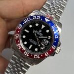 Rolex GMT Master II PEPSI 40mm Mostrador Preto Luneta Azul/Vermelh