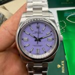 Rolex Oyster Perpetual 36mm/41mm Aço Mostrador Roxo Luneta Baulada