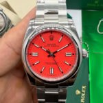 Rolex Oyster Perpetual 36mm/41mm Aço Mostrador Vermelho